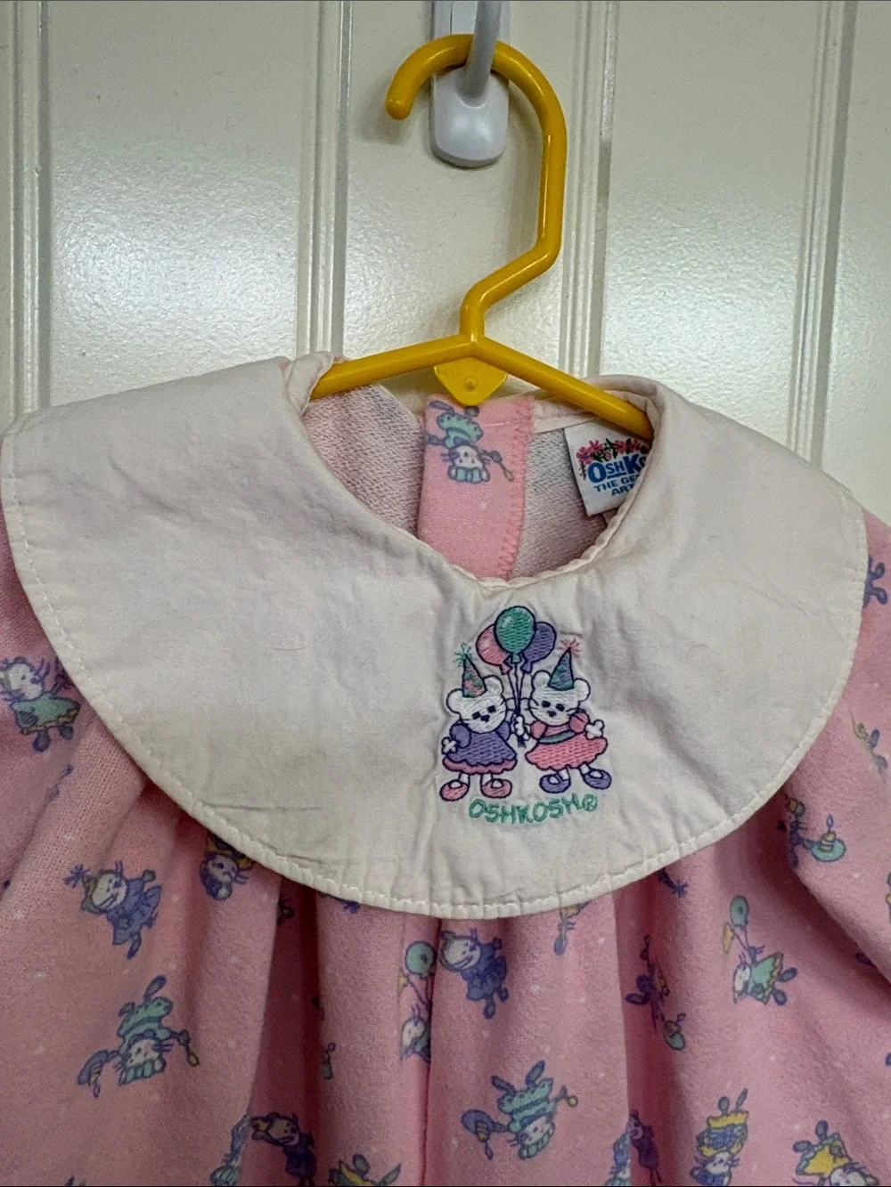 Vintage OshKosh B'gosh Pink Romper with White Peter Pan Collar birthday